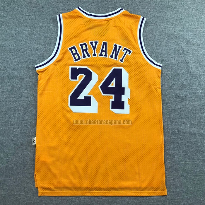 Camiseta Los Angeles Lakers Kobe Bryant NO 24 Retro Amarillo